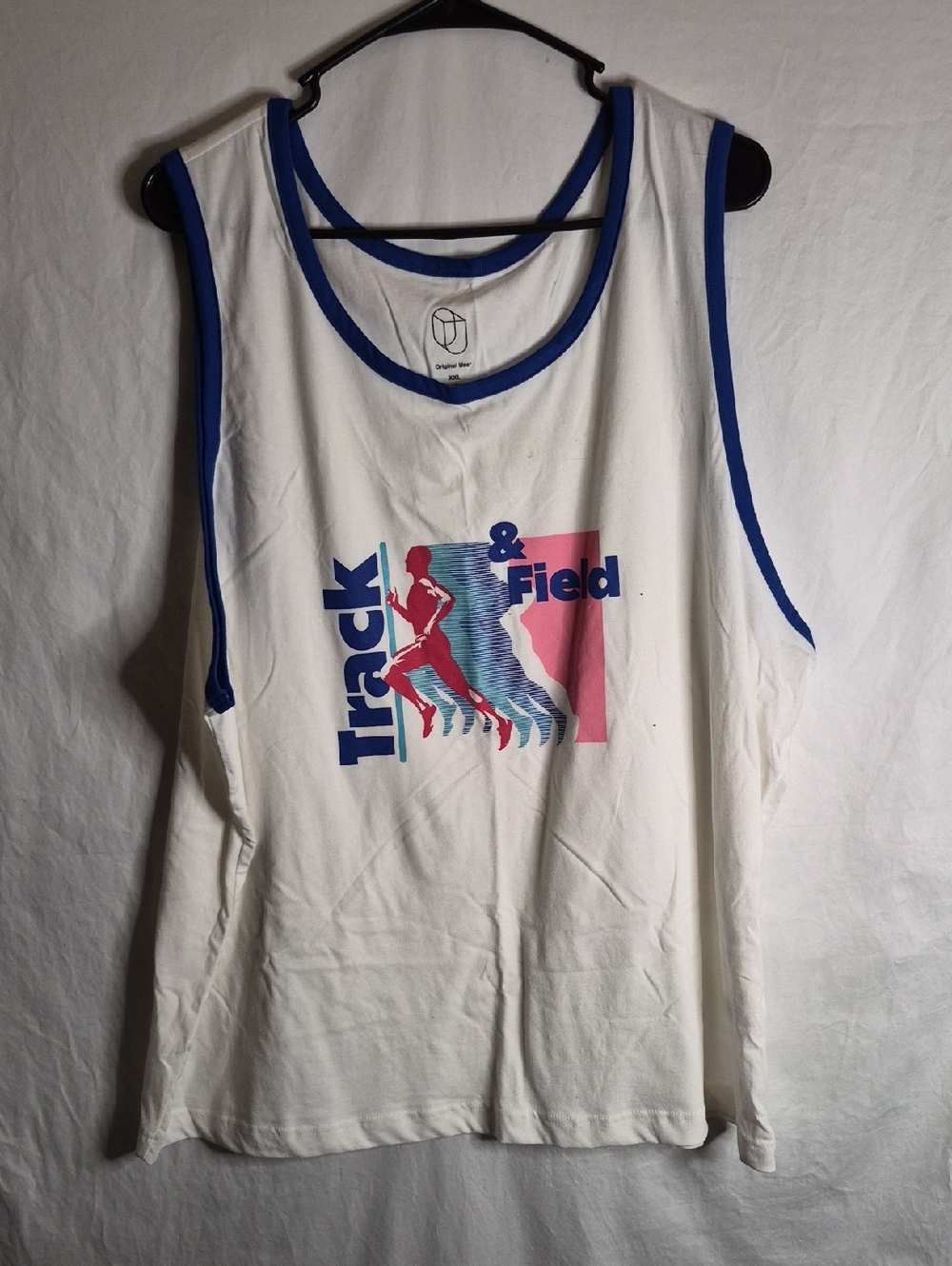 Original Use White Tank Top with Blue Trim